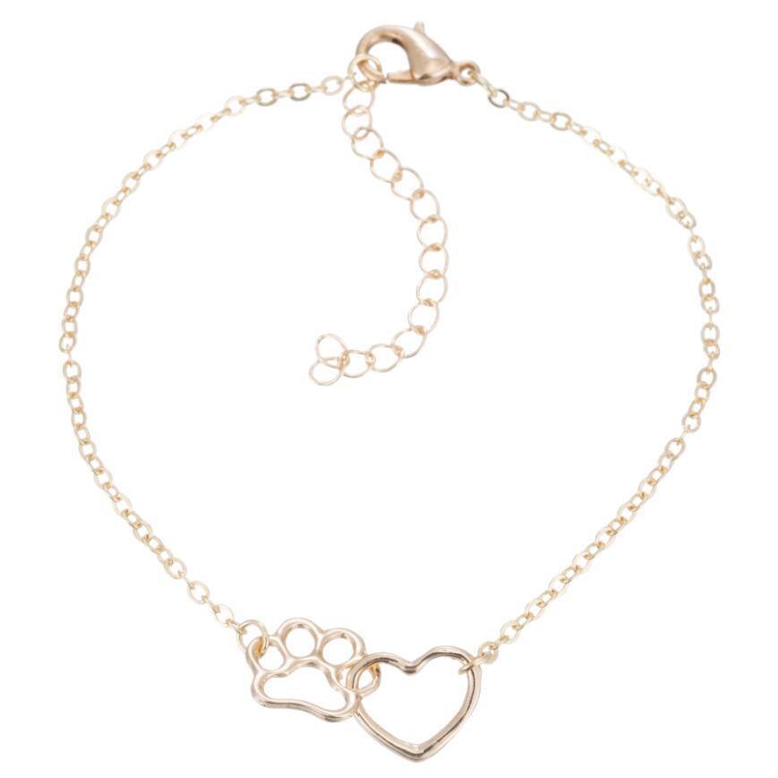 Copper Heart Paw Print Bracelet For Animal Lovers Gift For Men And Women Fashion Jewelry Elegant Everyday Wear