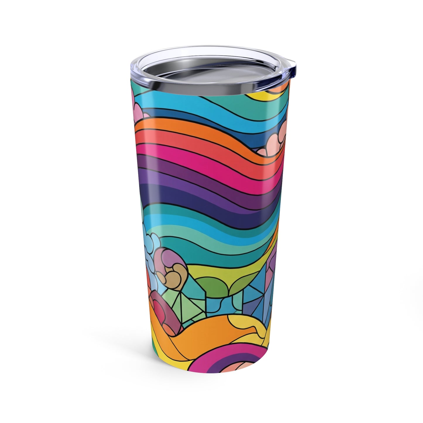 20oz Stainless Steel Tumbler With Printed Design Double Wall Vacuum Insulation Spill Resistant BPA Free Coffee Cup