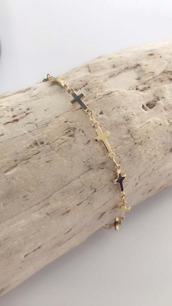 Womens Cross Bracelets Simple Chain Electroplated Jewelry Fashionable Adjustable Bracelet Gold Color For Women