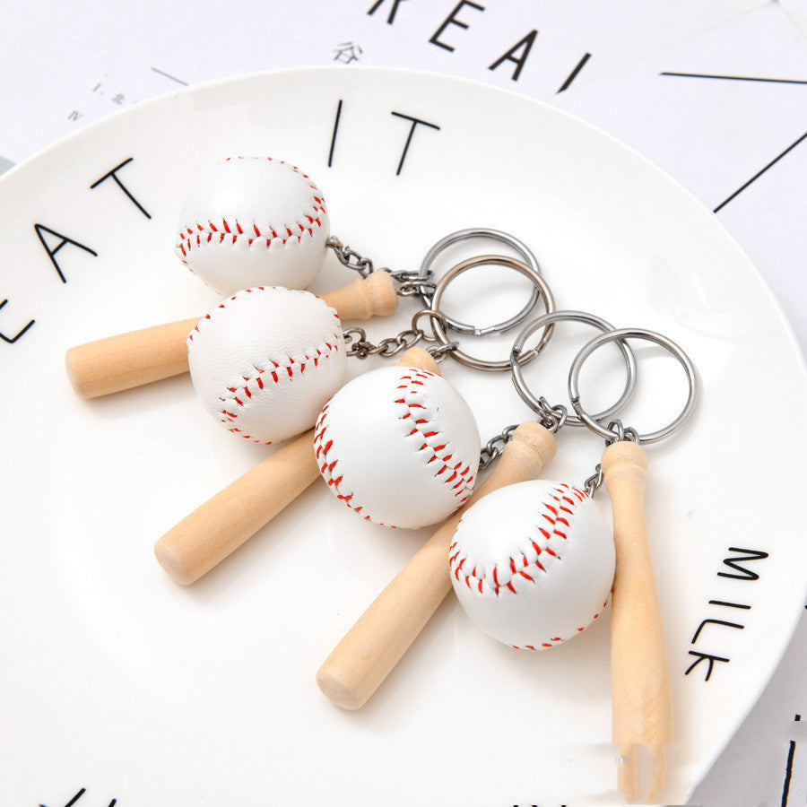 Unisex Wooden Baseball Bat Keychain Pendant For Baseball Fans Everyday Carry Wood Accessory Gift Durable Vintage
