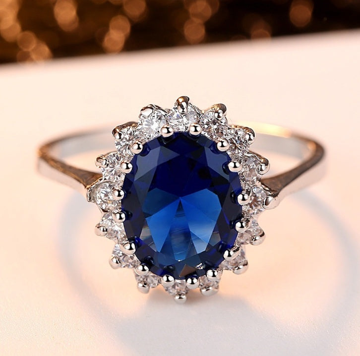 Womens Princess Ring With Sparkling Cubic Zirconia Geometric Design White Gold Plated Copper Ring Jewelry Glow