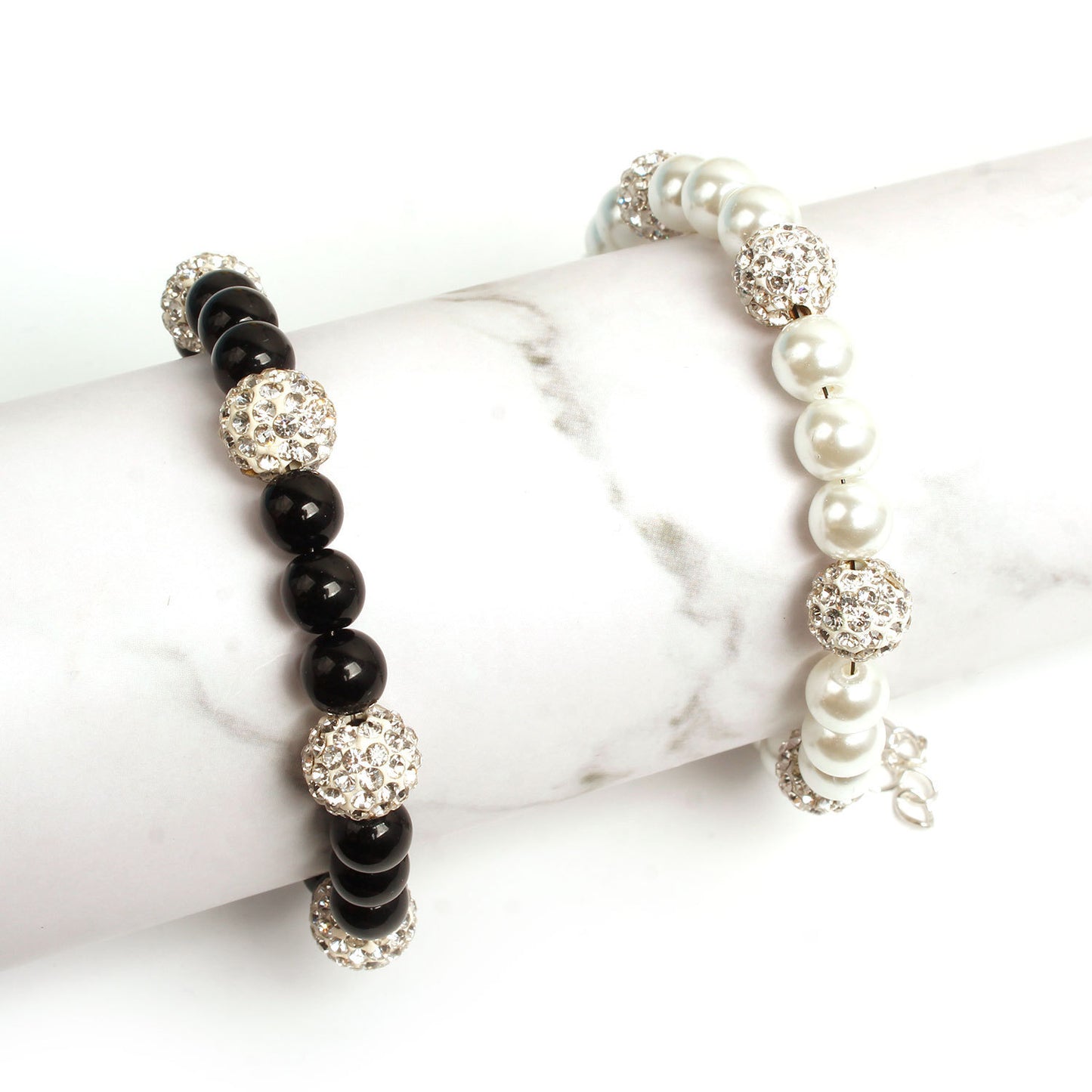 Womens Glass Pearl Pendant Bracelet Electroplated Alloy