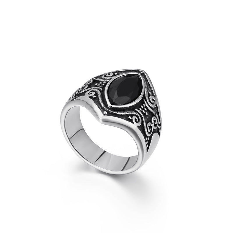 Mens Ring Vintage Stainless Steel Band Geometric Design Ring Durable Accessory Everyday Wear Fashion Ring Wear