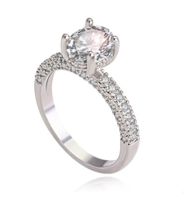 Zircon Diamond Ring Rose Gold Plated Engagement Ring Strip Or Tail Style Copper Sizes 6 7 8 9 10 Timeless Look