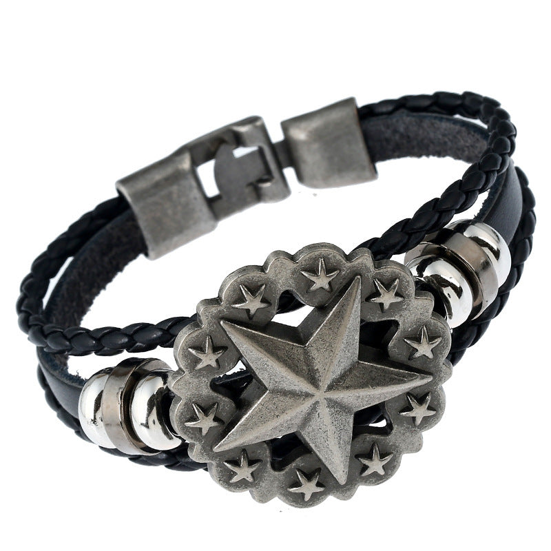 Handmade Leather Braided Bracelet Geometric Design Packed Anniversary Gifting Celebration Present For Business