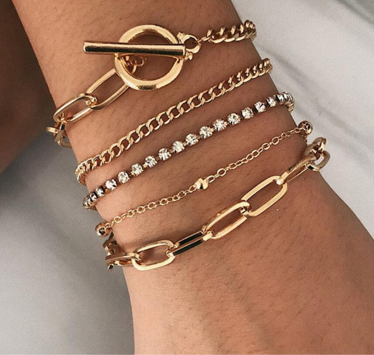 Geometric Retro Multilayer Bracelet Set With Hook Buckle European Style Womens Fashion Accessory Everyday Wear