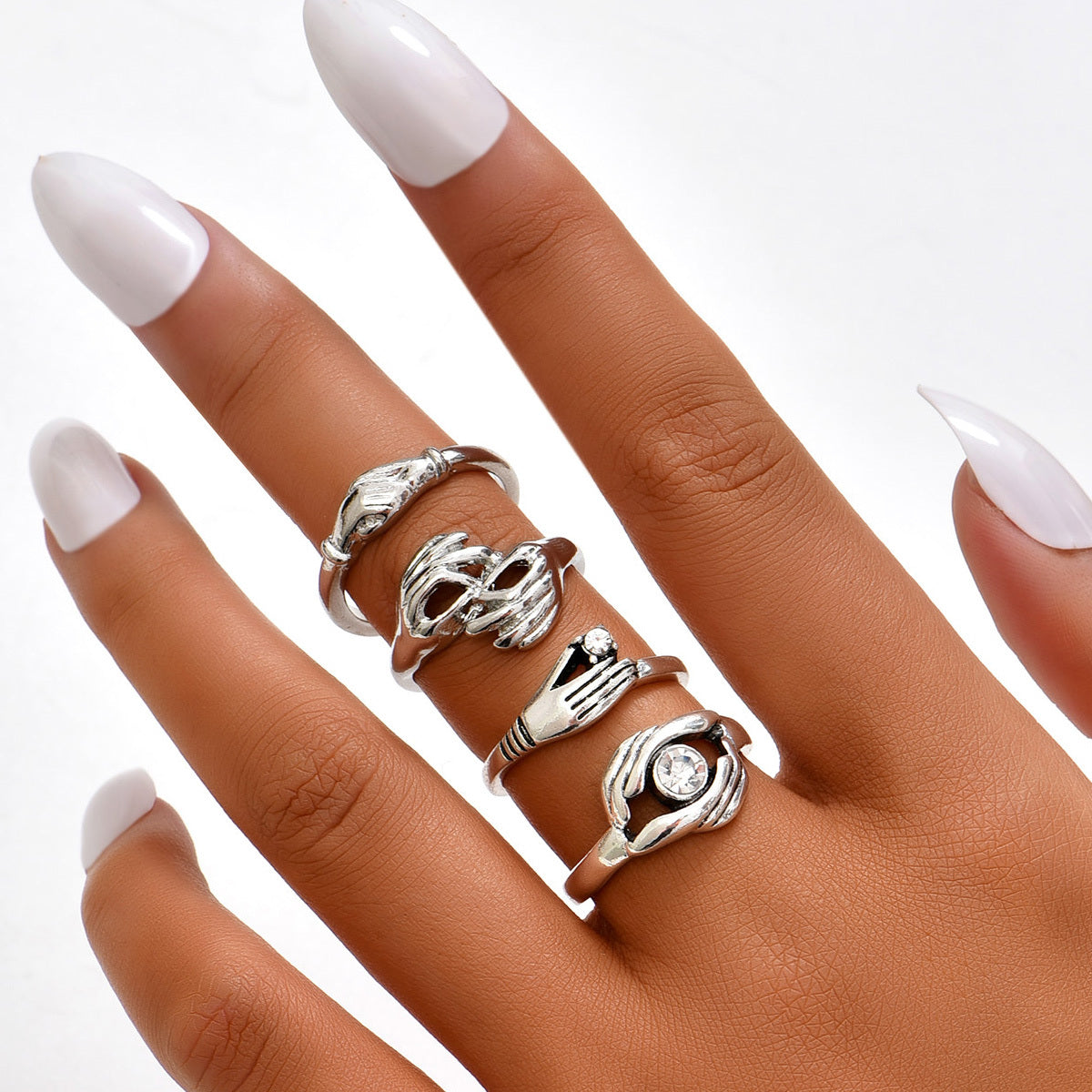 Womens Geometric Ring Set Electroplated Zinc Alloy Rings Niche Design Fashion Jewelry For Women For Daily Wear