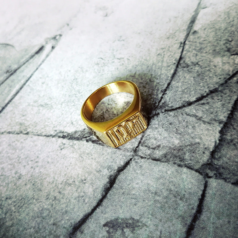 Gold Plated Titanium Steel Ring Geometric Design For Corporate Gifts And Celebrations Ideal Gift For Occasions