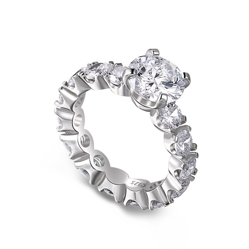 Sterling Silver Diamond Ring For Women Elegant Geometric Ring Rhinestone Wedding Birthday Festival Gift Ladies