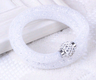 Womens Crystal Mesh Bracelet Sparkling Diamond Cut Alloy Bracelet Elegant Fashionable Jewelry Bracelet Special