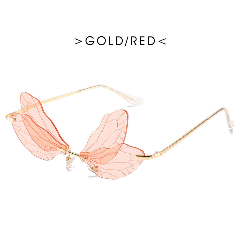 Dragonfly Wings Design Sunglasses With Metal Frame PC Lens UV400 Protection For Adults Durable Lightweight Fit