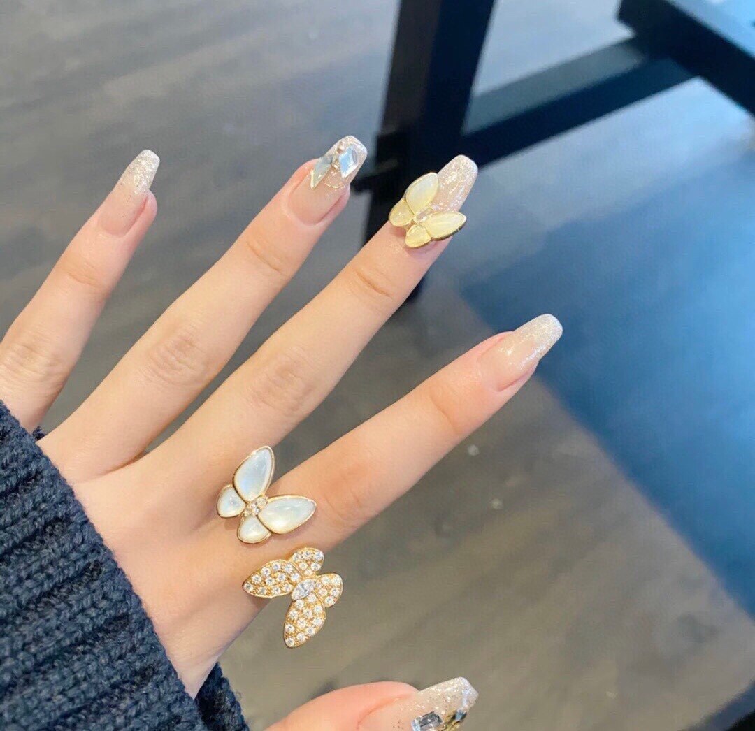 Women 925 Silver Butterfly Ring With Horse Eye Diamond Gem Adjustable Opening Gift For Her Elegant Allure Look