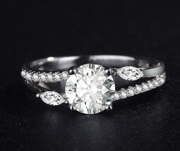 Geometric Copper Ring With Diamond Studs Horse Eye