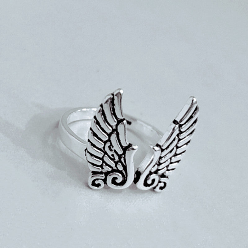 Copper Wings Ring Adjustable Fashion Jewelry 17mm Inner Diameter Unique Gift for Her Elegant Everyday Ornament