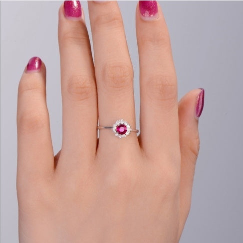 Vintage Red Zircon Ladies Ring Copper Jewelry Elegant Classic Statement Accessory Everyday Wear Gift For Any Occasion