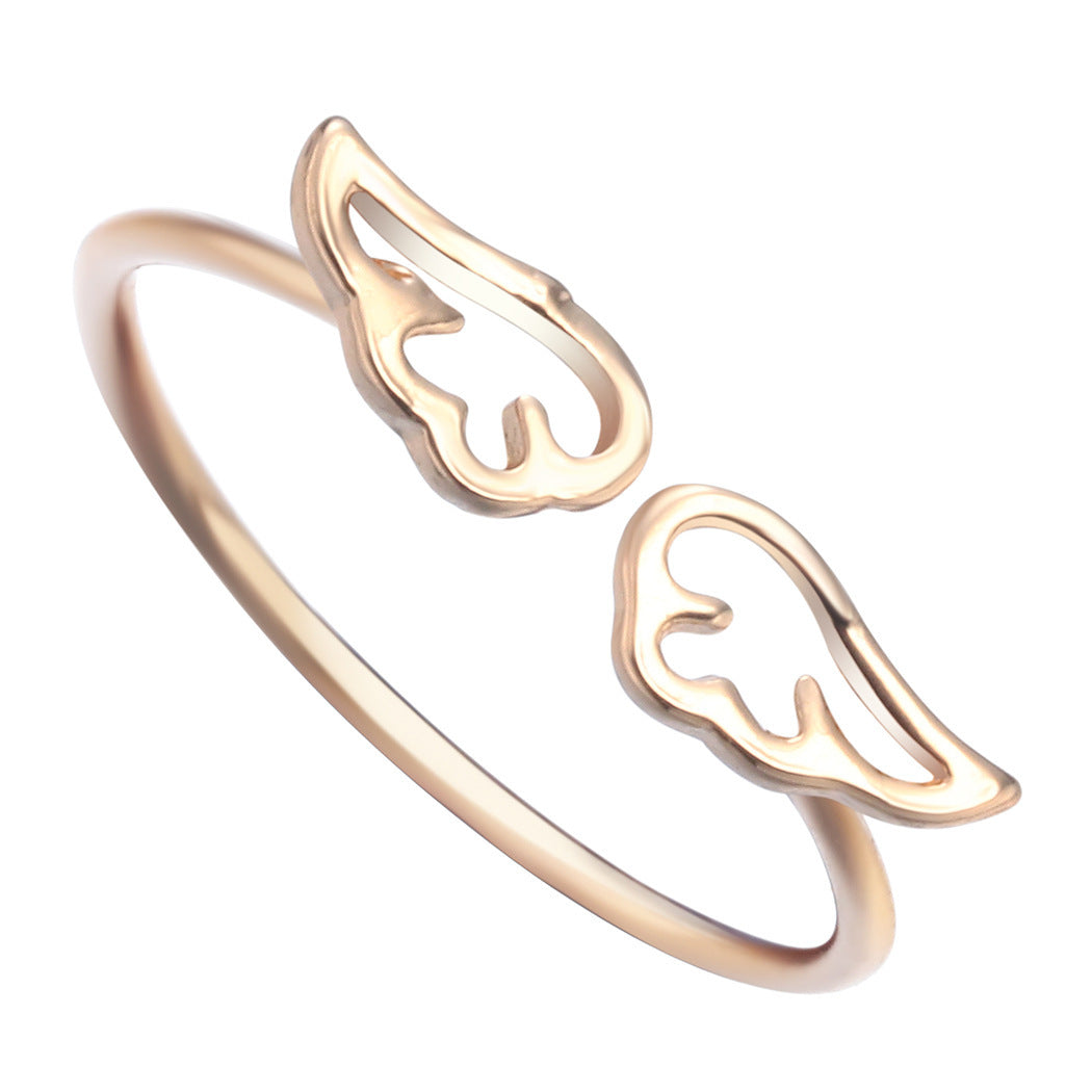 Adjustable Angel Wing Ring for Women and Girls Metal Animal Zodiac Ring Electroplated Natural Opening Ring Individually