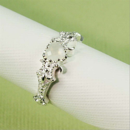 Heart Shaped Opal Ring Copper Band Gemstone Jewelry For Women And Girls Elegant Ring For Everyday Wear In Copper