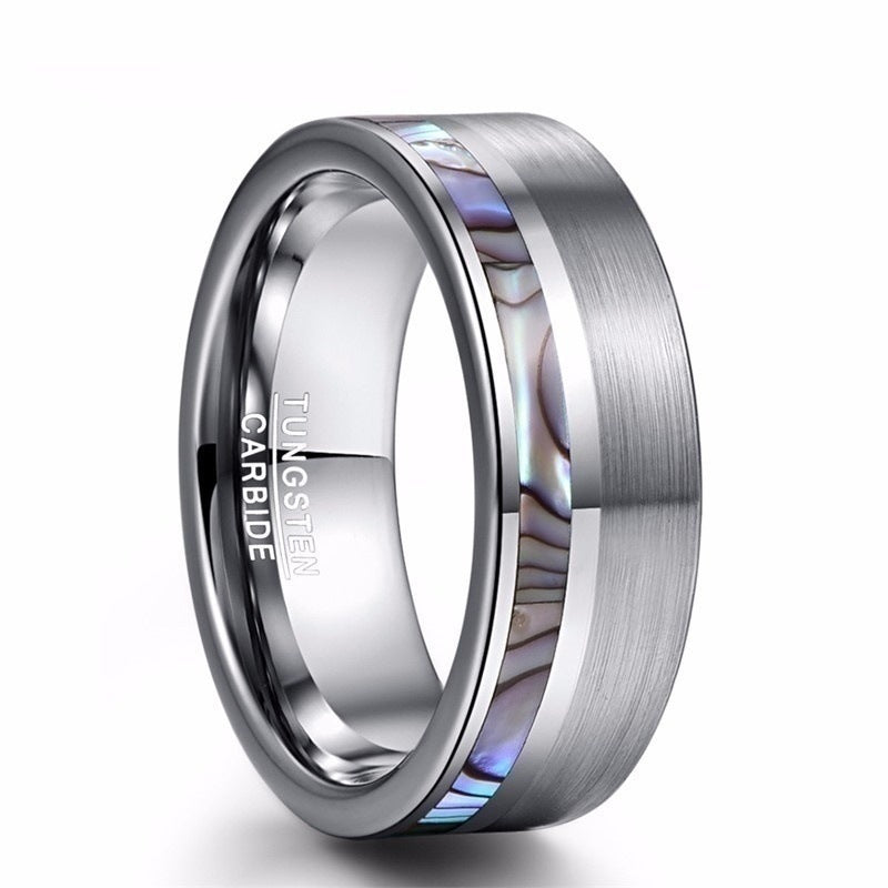 Unisex Shell Pattern Ring Titanium Steel Silver Finish
