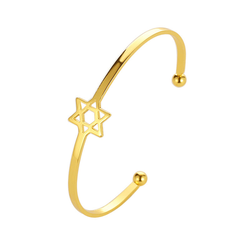 Womens Star Bracelets Plated Alloy Six Pointed Star Bangle Jewelry Charm Bracelet Fashion Everyday Accessories