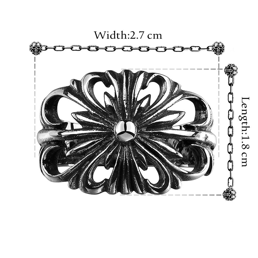 Mens Ring With Carved Pattern Geometric Stainless Steel Durable Anti Oxidation Jewelry Party And Anniversary A