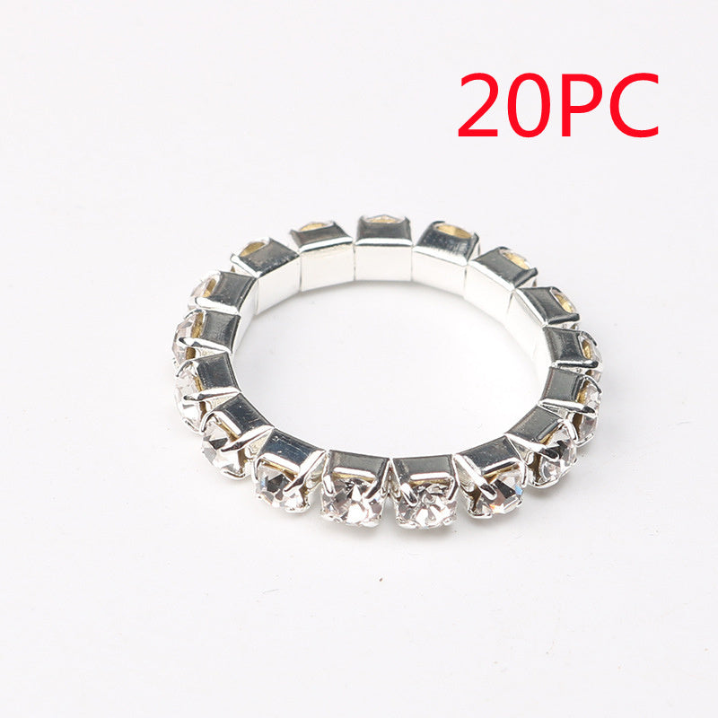 Womens Geometric Diamond Ring Gold And Silver Alloy Ring Fashion Jewelry Elastic Band Ring Wedding Gift Single