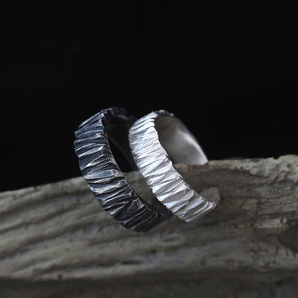 Adjustable Geometric Couple Rings Electroplated Silver Antique Silver Finish Matching Promise Rings For Couple Rings