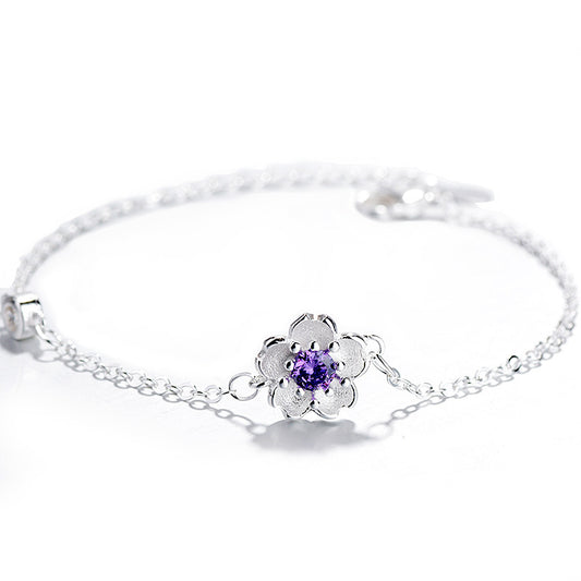 Womens Sakura Flower Bracelet Korean Delicate Sweet Accessory Floral Bracelet Girls Elegant Fashion Charming