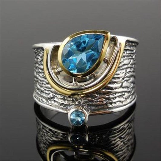 Gold Plated Star Ring Geometric Design Gemstone Inlay For Women Alloy Jewelry European Style Fashion Accessory