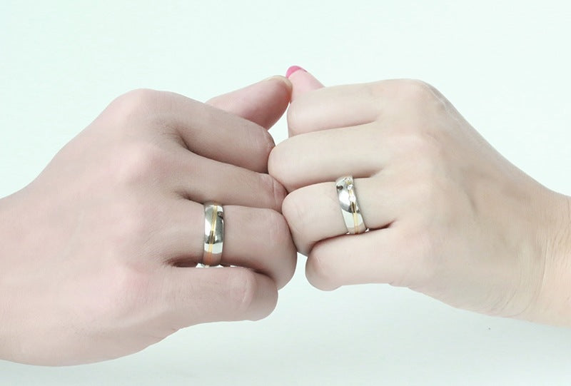 Couple Wedding Rings Stainless Steel Band With CZ Cubic Zirconia 6mm Lovers Promise Anniversary Gift IdeaToday