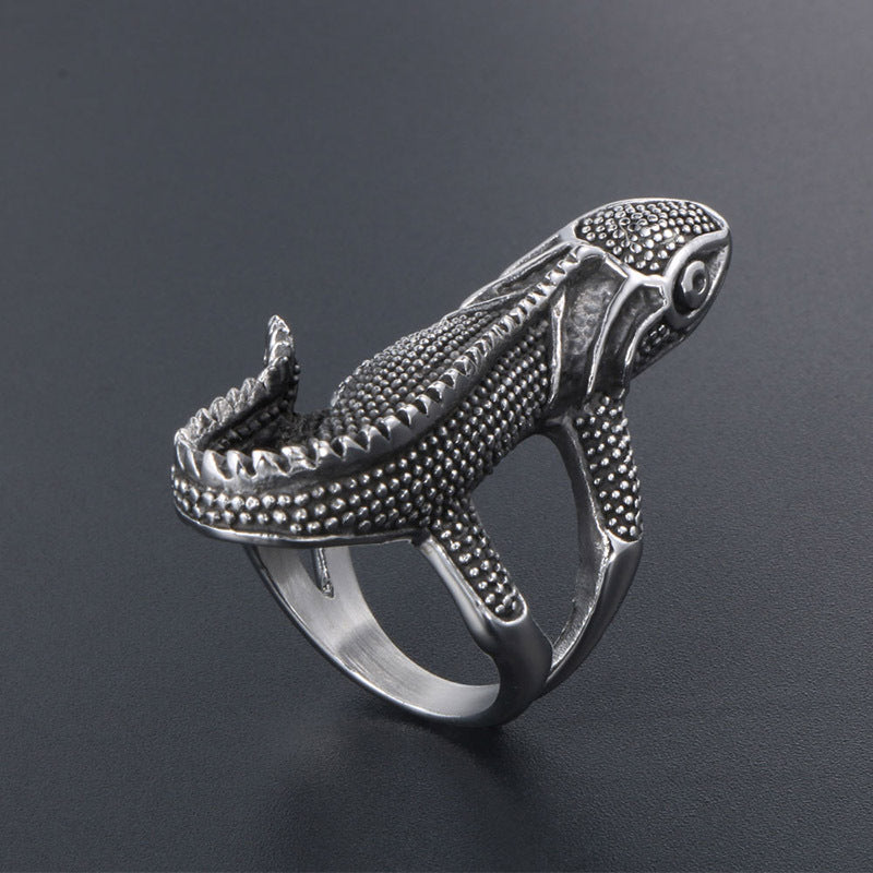 Vintage Lizard Ring Titanium Steel Retro Flower Design Unisex Jewelry Gift For Men And Women Sizes US 7 8 9 10 11 12