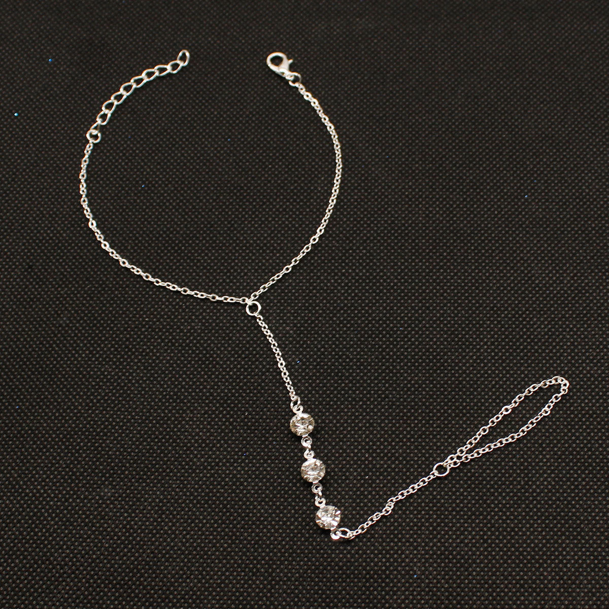 Womens Bracelet With Crystal Inlays Adjustable Hand Ring Chain Geometric Designs AlloyMetal GiftFor Her Fashion