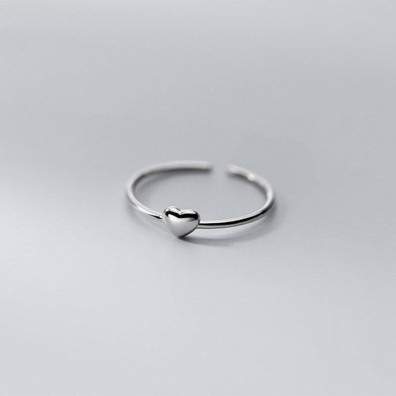 Dainty Heart Ring In Sterling Silver Adjustable For Women Everyday Wear Elegant Jewelry Gift Idea For Birthday