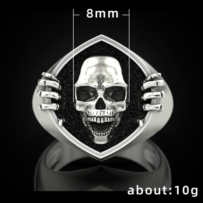 Mens Skull Ring Retro Punk Alloy Ring European Gift for Him Individually Packed Holiday Gift Fashion Ring Cool Biker