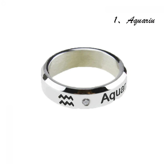 Stainless Steel Rings 6 Mm Wide Gift Constellation Style 17 Mm Inner Diameter Durable Polished Bands Men Women