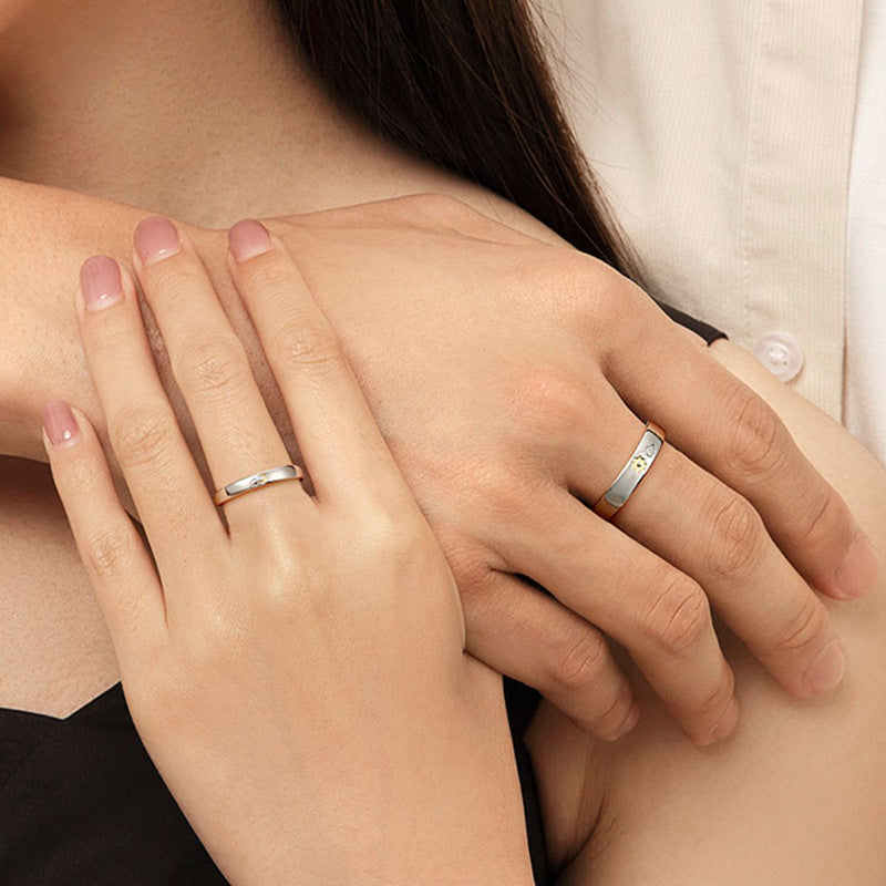 Sun And Moon Ring Set Adjustable Geometric Copper Couple Rings For Women And Men Elegant Gift For Happy Couple