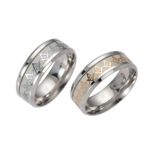 Geometric Luminous Ring Stainless Steel White Gold Finish or Silver Finish Statement Ring Sizes 6 to 13 Bright