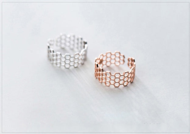 Women's 925 Silver Ring Korean Rose Gold Simple Hollow Band Ring For Women Advertising Promotion Gift Fashion