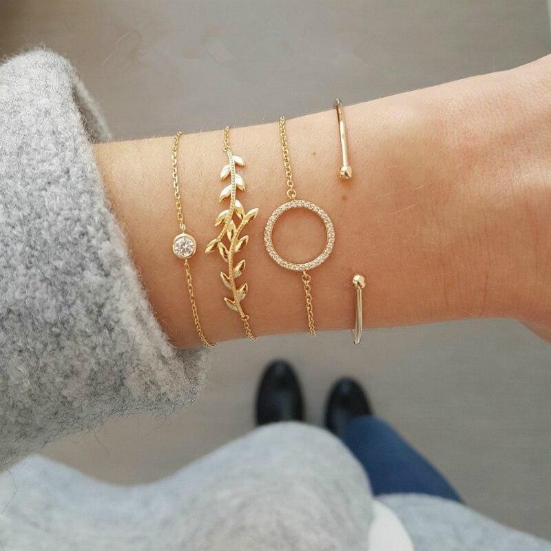 Geometric Alloy Bracelet Bangles Set Electroplated Stackable Fashion Jewelry Gold Tone For Women Everyday Wear