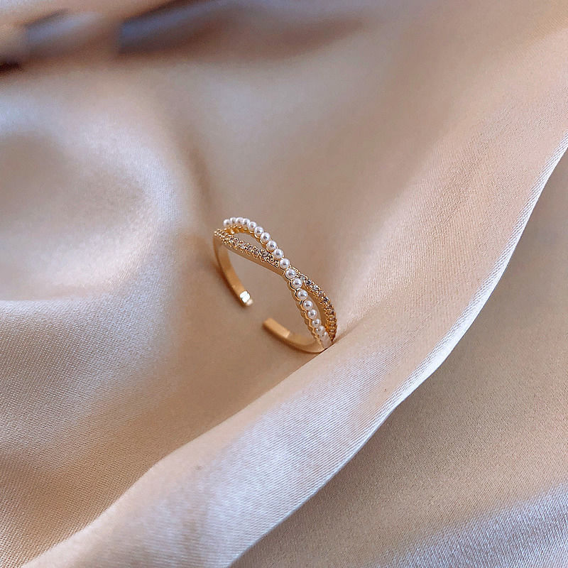 Pearl Ring For Women Copper Plated Rose Gold And K Gold Styles Cross Pearl Ring Star Braided Simple Pearl Collection