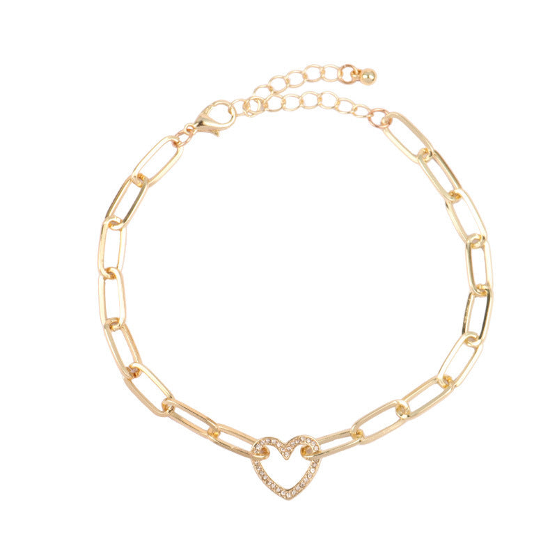 Womens Geometric Chain Bracelet Luxurious Alloy Electroplated Design Unique Elegant Heart Bracelet Round Unique