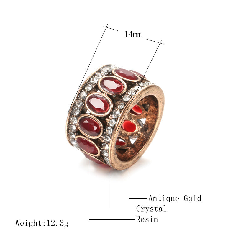 Womens Bohemian Vintage Crystal Zircon Ring Alloy Electro Fashion Inspired Elegant Jewelry Durable Accessories