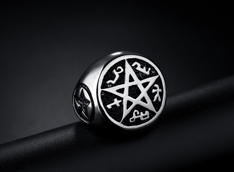 Five-star men's titanium steel ring