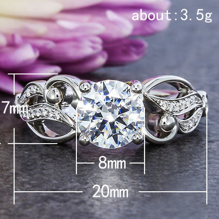 Womens Winged Diamond Zircon Ring Silver Plated Copper With Gold Inlay Gemstone Jewelry Fashion Style Crystals