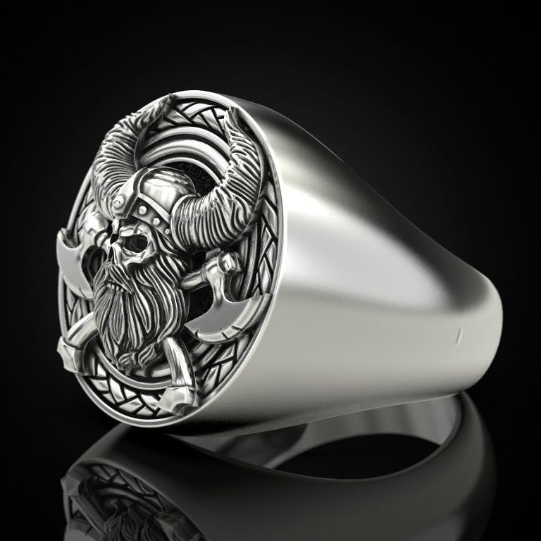 Nordic Mythology Mens Ring With Viking Skeleton Copper Ring