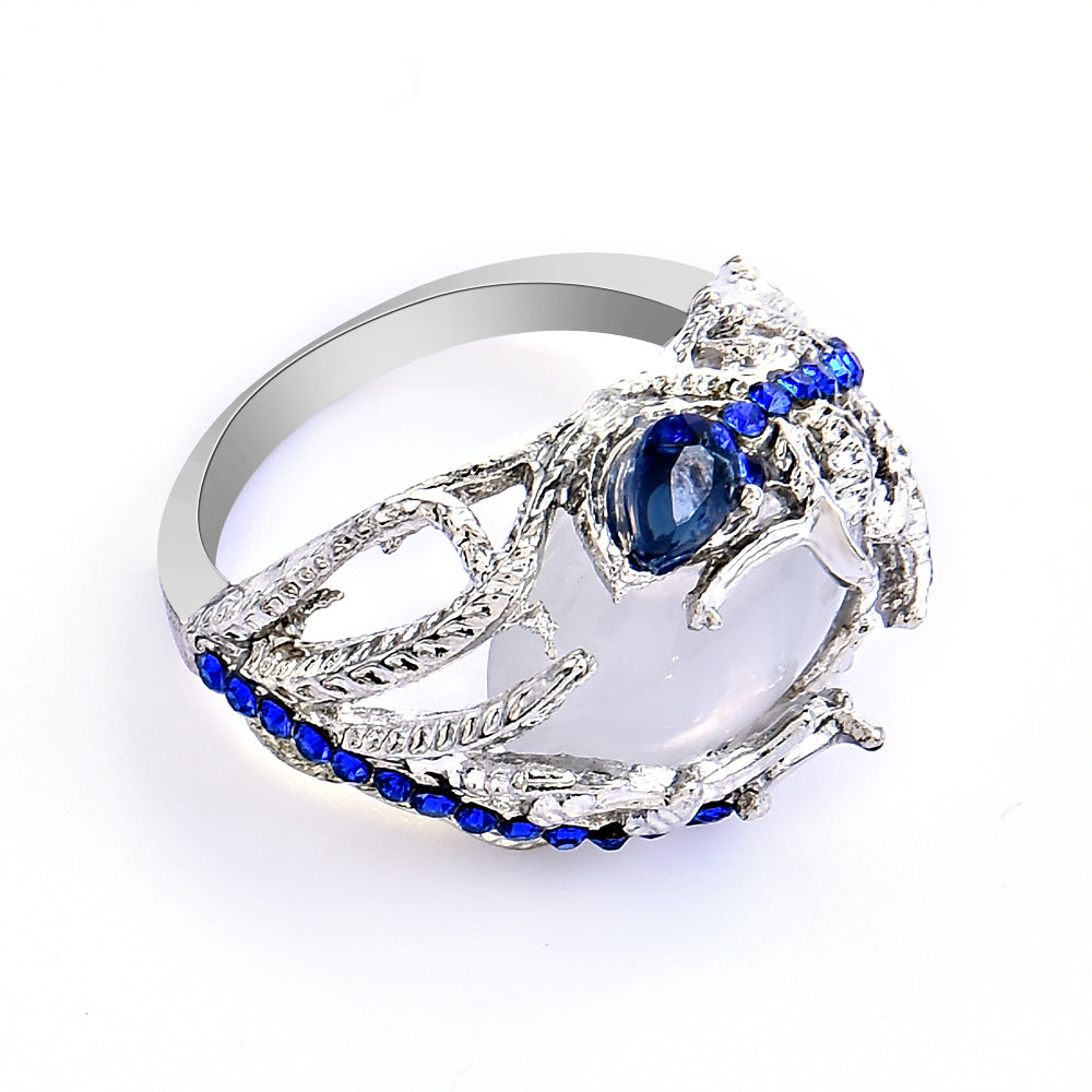 Elegant Moonstone Flower Ring Electroplated Alloy Jewelry