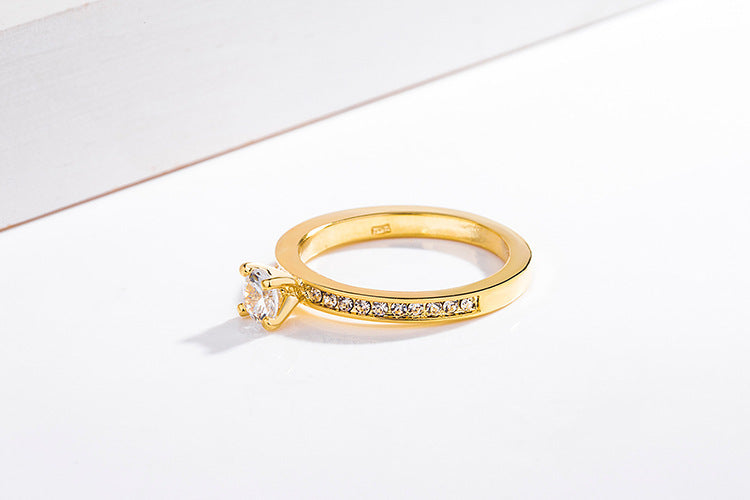 Women Full Diamond Ring Geometric Design White Gold Plated Fashion Statement Band For Her Elegant Jewelry Gift