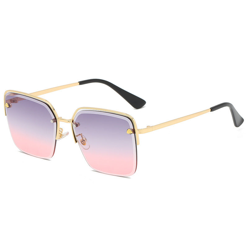 Womens Fashion Sunglasses Half Metal Frame Two Tone UV400