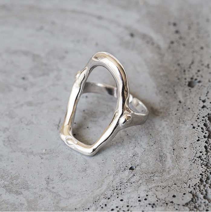 Geometric Silver Ring Adjustable Open Design For Unisex Modern Statement Jewelry 925 Durable Craft Pure Silver Shine