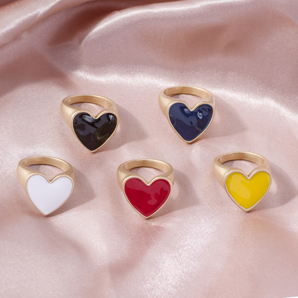 Heart Shaped Women Ring Gold And Silver Alloy Electroplated Fashion Jewelry With Loose Gemstones European Style