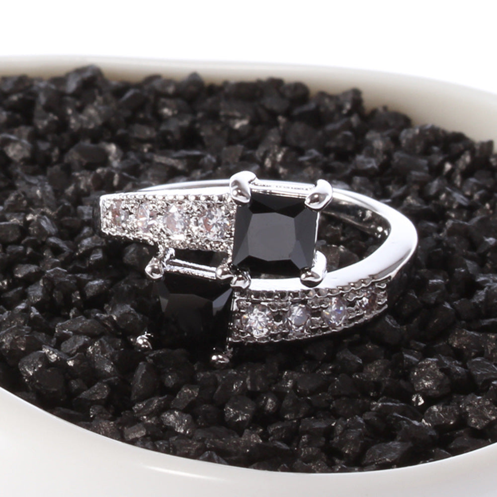 Womens Double Zircon Geometric Copper Cubic Zirconia Electroplated Jewelry Party Engagement Anniversary Wedding